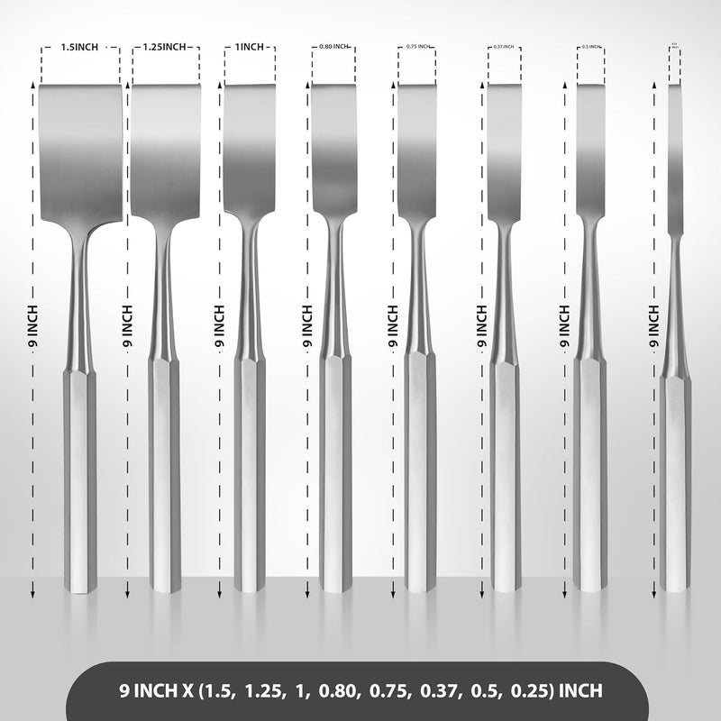 DEXSUR Hibbs Chisel 9" Set of 8 - Stainless Steel Blades, Autoclavable, Durable Material for Precise Procedures - with Carry Case - Image 3
